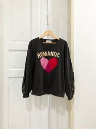 專櫃 Komm-31 蕾絲造型蓬蓬袖上衣 長袖大學T 愛心鐵灰色上衣