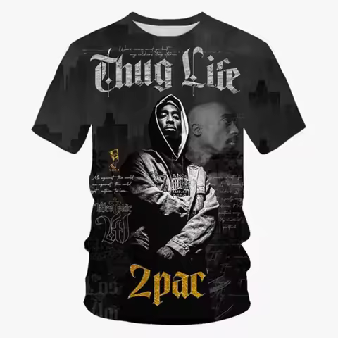 New T-Shirt Harajuku Men T-Shirt Fashion 2pac Graphic Hip Hop Men Clothing Summer Casual Fashion Rou