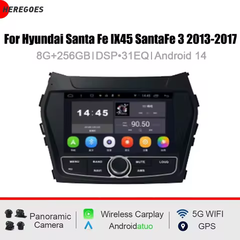 8"CarPlay Android 15 8 Core 12GB RAM 256GB ROM Car Player wfi GPS multimedia radio For Hyundai Santa