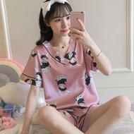 Set Baju Tidur Wanita Dewasa Piyama Setelan Satin Celana Pendek HTS
