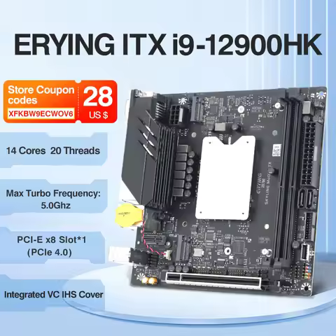 ERYING Mini ITX LGA 1700 Motherboard CPU Combo Core Interposer Kit i9 12900HK 14C20T DDR4 placa base