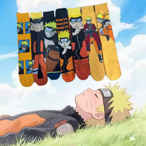 1/7 Pairs Naruto Anime Trendy Knitted Knee-High Socks Unisex