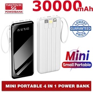 Ready Stock 100% 30000mAh Super power bank for iphone Mini Portable charger With cable powerbank fas