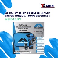 MOSTAZ MOTO MSID16.8V 16.8V CORDLESS IMPACT DRIVER TORQUE: 140NM BRUSHLESS TORQUE PEMANDU KESAN CORD