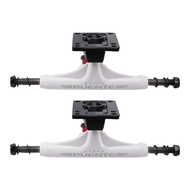 PUENTE 2Pcs 5 Inch Aluminum Trucks Skateboard Drift Board Bracket Fish Board Long Board Steering Bracket-(White)