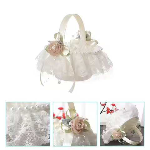 Flower Girl Basket Pearls Flower Basket Wedding Ceremony Party Flower Girl Basket flower girl basket
