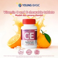 9YOUNG-BASIC Vitamin C and E Chewable Tablets, VC + Natural Vitamin E |   Multivitamins |   Orange F