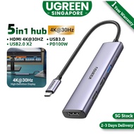 UGREEN USB C Hub, 5in1 HUB 4K30Hz HDMI, 100W Power Delivery, 3 USB A Data Ports, USB C Hub Multiport