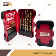 BOSSMAN 15pcs High Quality Titanium Coated HSS Drill Bit Set BD42-15