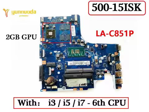 LA-C851P For Lenovo 500-15ISK laptop motherboard With i3 i5 i7 6th CPU R7 M360 2GB GPU AIWZ2 ZIWZ3 1