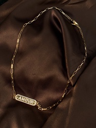 Valleydarley-สร้อยคอโซ่ Amour ชุบทอง18K