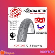 Corva Motor Tayar Norton Tube Type  P215 50/90-17 60/90-17 70/90-17 80/90-17 Sama Kilang Dengan Tmax Dan Viva