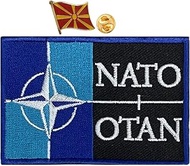 A-ONE 3D NATO Mark Tactical Patches + North Macedonia Military Brooch Pin, Applique for Cap Outwear 
