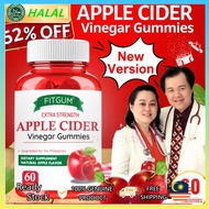 Natural Slimming Fitgum Apple Cider Vinegar Gummies 100% Original with Collagen Vitamins 60 Gummies 