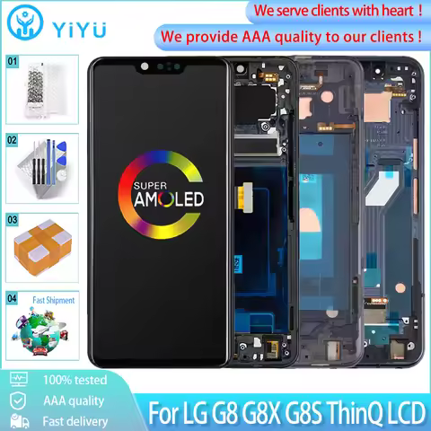 AAA+ For LG G8X G8S V50S G8 ThinQ LCD Display Touch Screen With Frame Digitizer Panel Assembly Repla