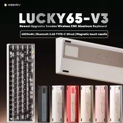 Weikav Lucky65 V3 Mechanical Gaming Keyboard Tri-Mode Wired Bluetooth 2.4g 4000mah Hot-Swappable Arg