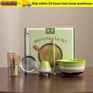 MELODIX Japanese Matcha Tea Set, Matcha Spoon Match Bowl Matcha Brush, Reusable Bamboo Ceramic Tea-M
