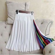 60cm New A-Line Womens Pleated Skirt Fitness Dance Sporty Midi Skirt Y2K Bubble Skirt Half-length Sk