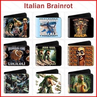 Italian Brainrot PU Leather Two Fold Wallet Student Tung Tung Tung Sahur Coin Purse Anime Card Bag