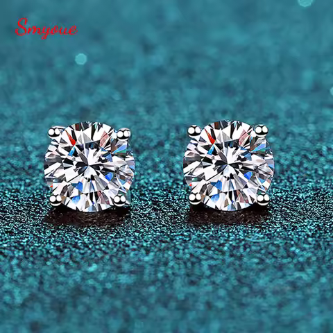 Smyoue 0.1-3CT Test Passed Moissanite Studs Earrings for Men Women S925 Silver Platinum Plated Bride