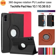 For Techlife Pad Neo 10.1 10.36 / Techlife Pad lite 8.0 360 Rotating Tablet Leather Folding Case