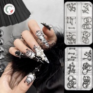 [OU] Metal Retro Circle 3D Punk Nails Art Charms,  White, 30/60PCS, Nail Decoration TH