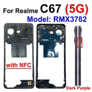For Realme C67 4G 5G RMX3782 Middle Housing Front LCD Housing Middle Frame Holder Cover Parts