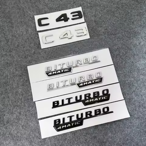 3D ABS Glossy Black Logo C43 Embelm Letters BITURBO 4MATIC Badge AMG Sticker For Mercedes Benz C43 W