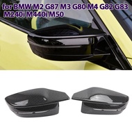 Glossy Black Carbon Pattern Rearview Exterior Side Mirror Caps for BMW M240i M440i i4 M50 M2 G87 M3 