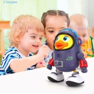 EXPEN Electric Dance Space Duck, Sound And Light Early Education Dancing Astronaut Duck Toy, Plastic