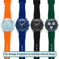 ☃ สำหรับ Omega Swatch co-branded planet Series สายนาฬิกา Moon Mercury Jupiter arc สายนาฬิกาซิลิโคนปลายโค้ง 20 มม. อุปกรณ์เสริมสำหรับนาฬิกา