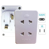 (4 Way 2 Pin) UK 3 Pin Travel Adapter Socket Plug - 2 Pin Friendly / Easy 4 Way 2 Pin Plug / High Qu