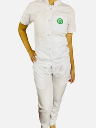 FEMALE Fatima uniform TERNO (set blouse and pants) OLFU nursing uniform white blouse chinese collar 