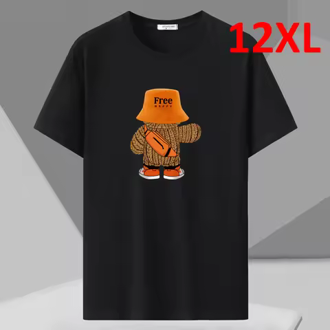 Plus Size 10XL 12XL T-shirt Men Summer Short Sleeve Tshirt Cotton Casual Print Shirt Male Big Size 1