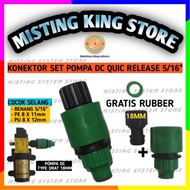 DYNAMO CONNECTOR 12V DC PUMP/ TYPE 18MM THREAD + QUICK RELEASE CONNECTOR TO 5 HOSE 16 INCH PE 8 X 11