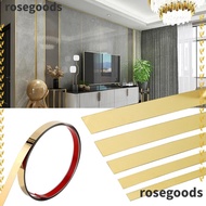 ROSEGOODS1 Mirror Wall Moulding Trim, Self-adhesive Stainless Steel Mirror Wall Sticker,  Gold 5M Wall Ceiling Edge Strip Living Room Decor