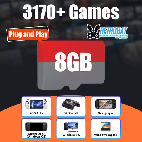 8GB TF Game Card with 3170 Retro/PC Games Retrobat OS for ROG ALLY/Onexplayer/GPD WIN4/Win Handheld 