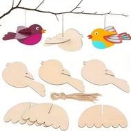 3 PCS Bird Ornament, Handmade DIY 3D Bird Hanging, Sweet Funny Children Education Tools Animal Woode