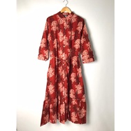 Maxi Dress with Buttons, LD 110 cm, Imported Rami Linen, Abstract Motif XXL 3150#