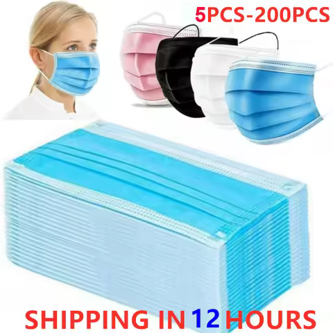 Pink Black Disposable Non-woven 3-layer Face Mask Breathable Mask With Elastic Earband Breathable Ad