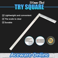 500mm 300mm Try Square L Square Angle Ruler Steel Ruler Try Square Ruler 90 Degree Ruler Pembaris Se