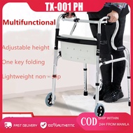 Adult Walker-Heavy Duty Foldable stainless Steel Walking Aid Crutches Canes Toilet Armrest and Shower Chair with Wheels