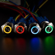 <Carpediem01>Efficient 19mm Self Locking Stainless Steel LED Push Button Switch 12V DC On Off