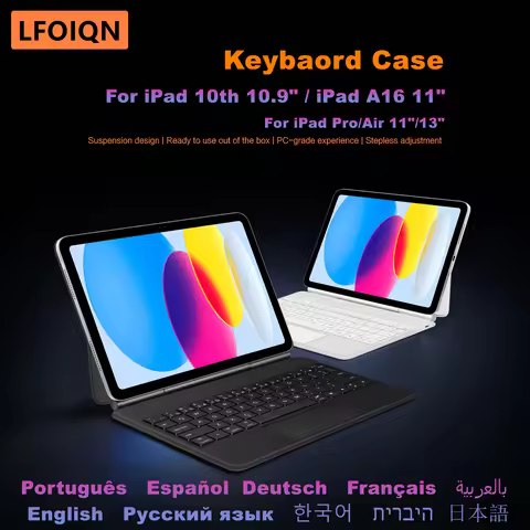 LFOIQN Magic Keyboard For iPad 10th 10.9 inch iPad A16 11th Pro M5 M4 11 13 Air 4/5/6/7 M3 M2 Case F