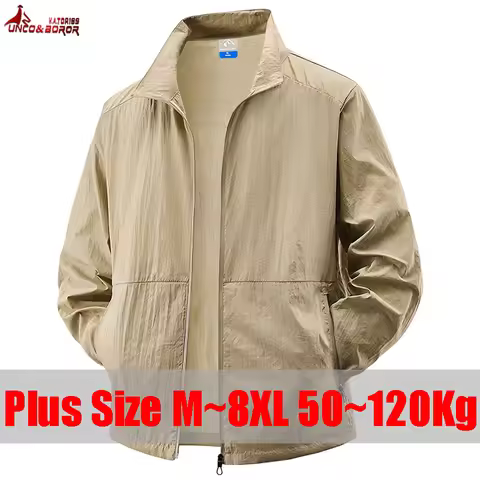 Plus Size 7XL 8XL Summer SunSkin Cycling Jacket Men Outdoor Gym Running Coat Men Sports Sunscreen Hi