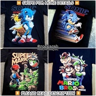 2025 fashion Sonic Mario Bros The Hedgehog Baju Movie Tshirt Anime Game Cartoon Mickey GBand Vintage