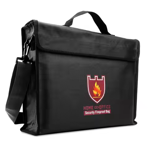 Fireproof Money & Document Bag Cash & File Holder with Handle & Shoulder Strap Fire Resistant Box fo