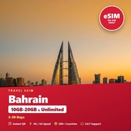 Bahrain Travel eSIM 10GB-20GB & Unlimited 3-30 Days Prepaid Data SIM