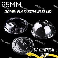 95MM Dome Lid/ Flat Lid/ Strawless Lid for milk tea cup disposable plastic lid plastic cup disposabl