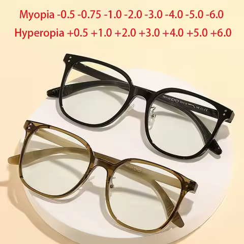 Oversize Square TR90 Frame Rivet Myopia Spectacles With Cylinder 0 -0.5 -0.75 To -6.0 , Hyperopia +0